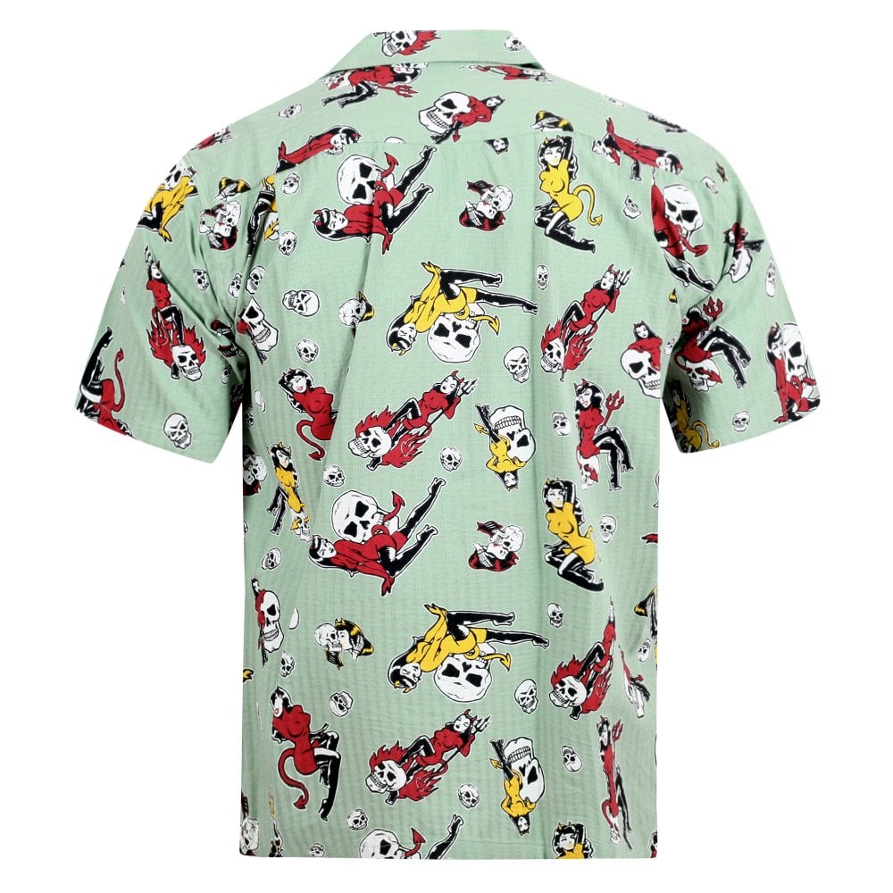 The Devil Skull Girls Star of Hollywood Mint Green Hawaiian Shirt SoH10094