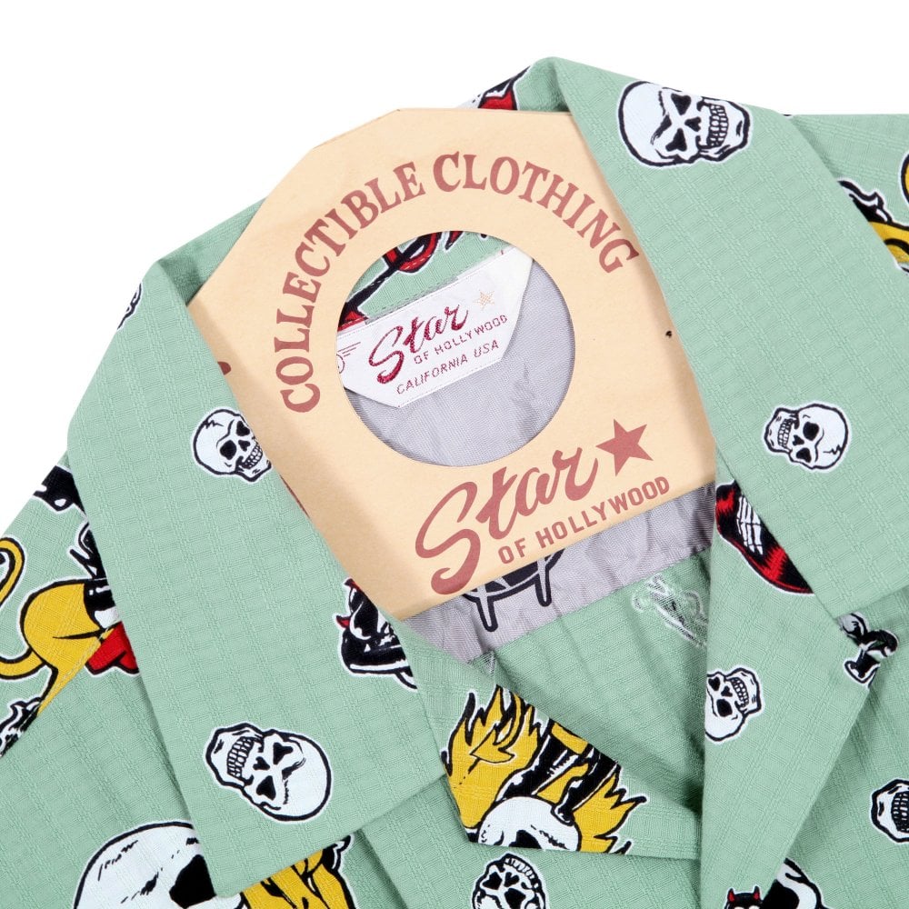 The Devil Skull Girls Star of Hollywood Mint Green Hawaiian Shirt SoH10094