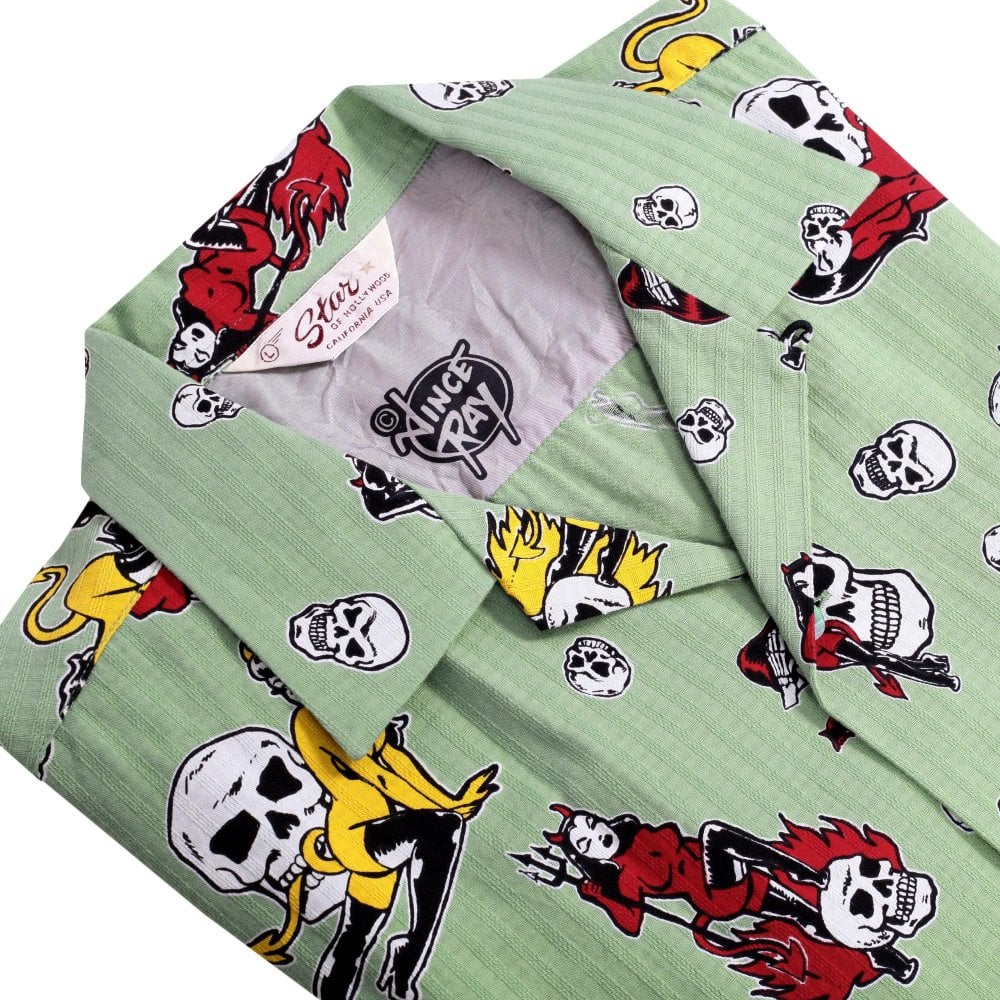 The Devil Skull Girls Star of Hollywood Mint Green Hawaiian Shirt SoH10094