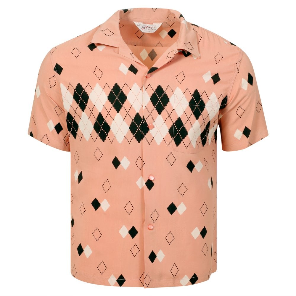Argyle Star of Hollywood Pink Hawaiian Shirt SoH11085