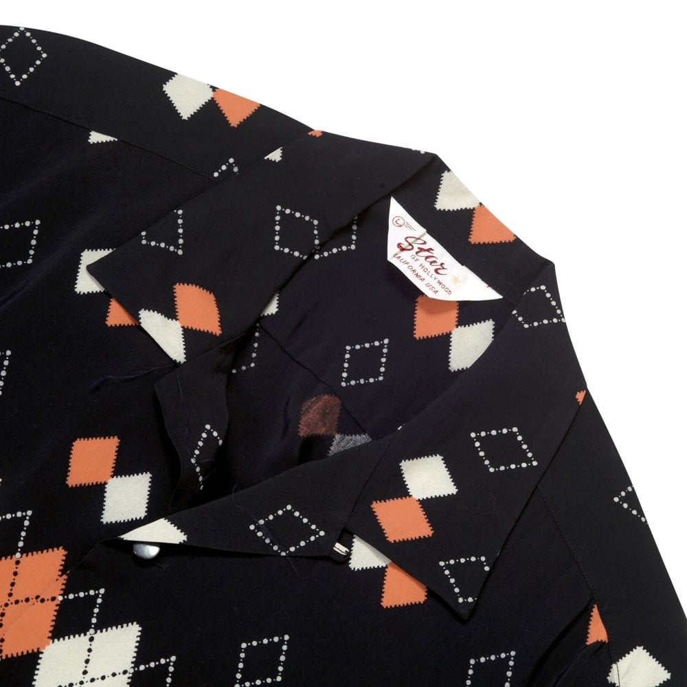 Argyle Star of Hollywood Black Hawaiian Shirt SoH11084