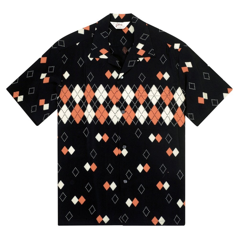 Argyle Star of Hollywood Black Hawaiian Shirt SoH11084