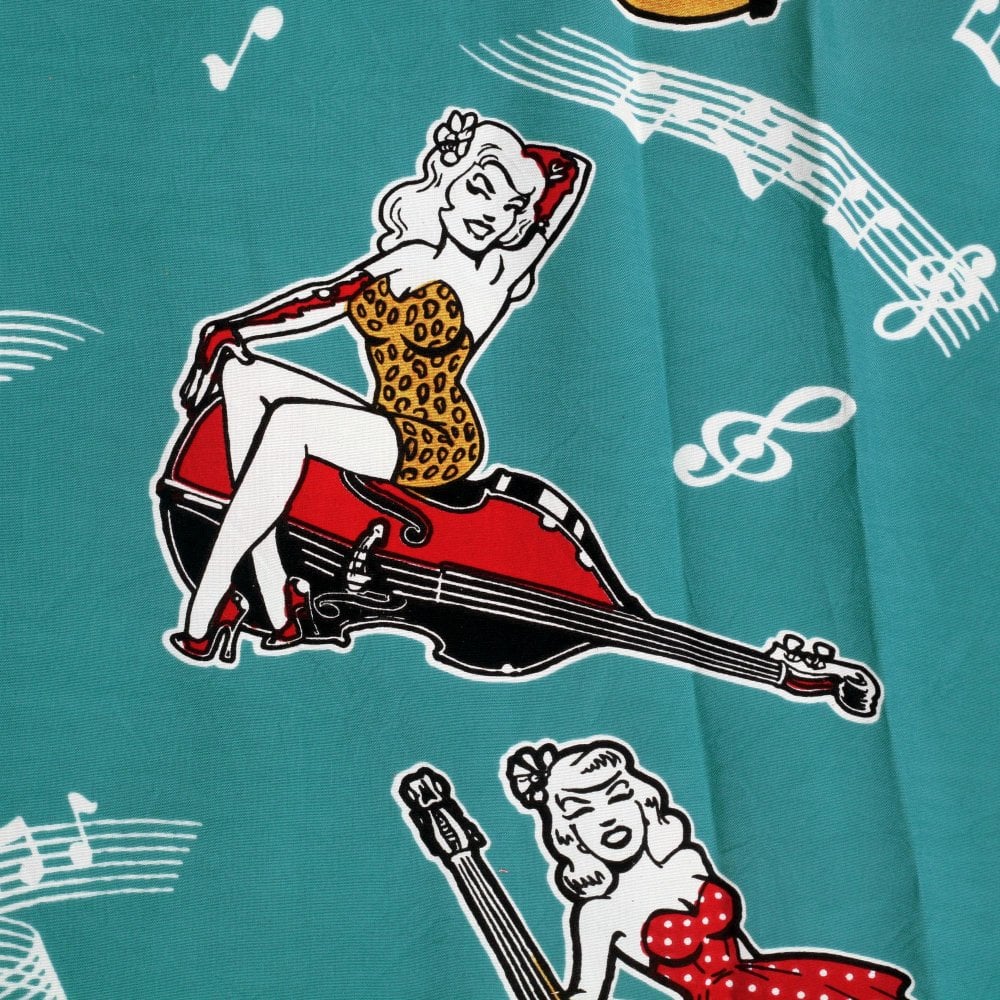 Star Of Hollywood Double Bass Pinups Star of Hollywood Blue Hawaiian Shirt SoH10091