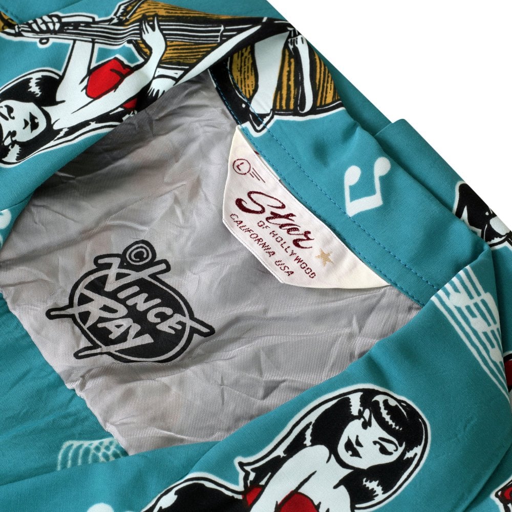 Star Of Hollywood Double Bass Pinups Star of Hollywood Blue Hawaiian Shirt SoH10091