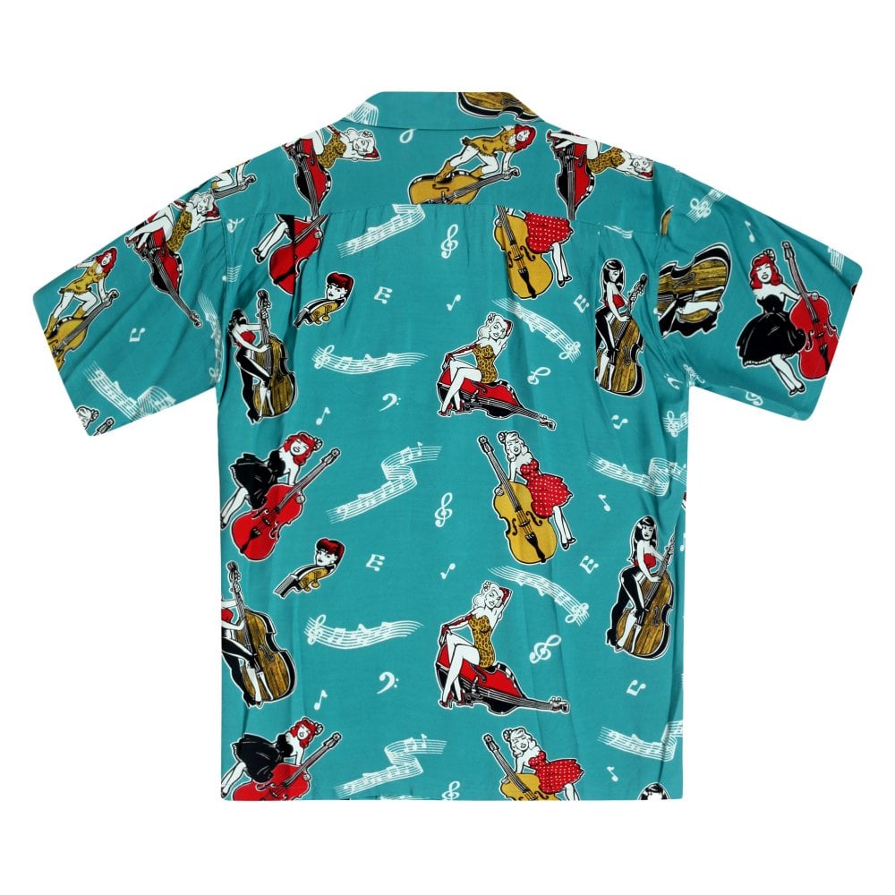 Star Of Hollywood Double Bass Pinups Star of Hollywood Blue Hawaiian Shirt SoH10091