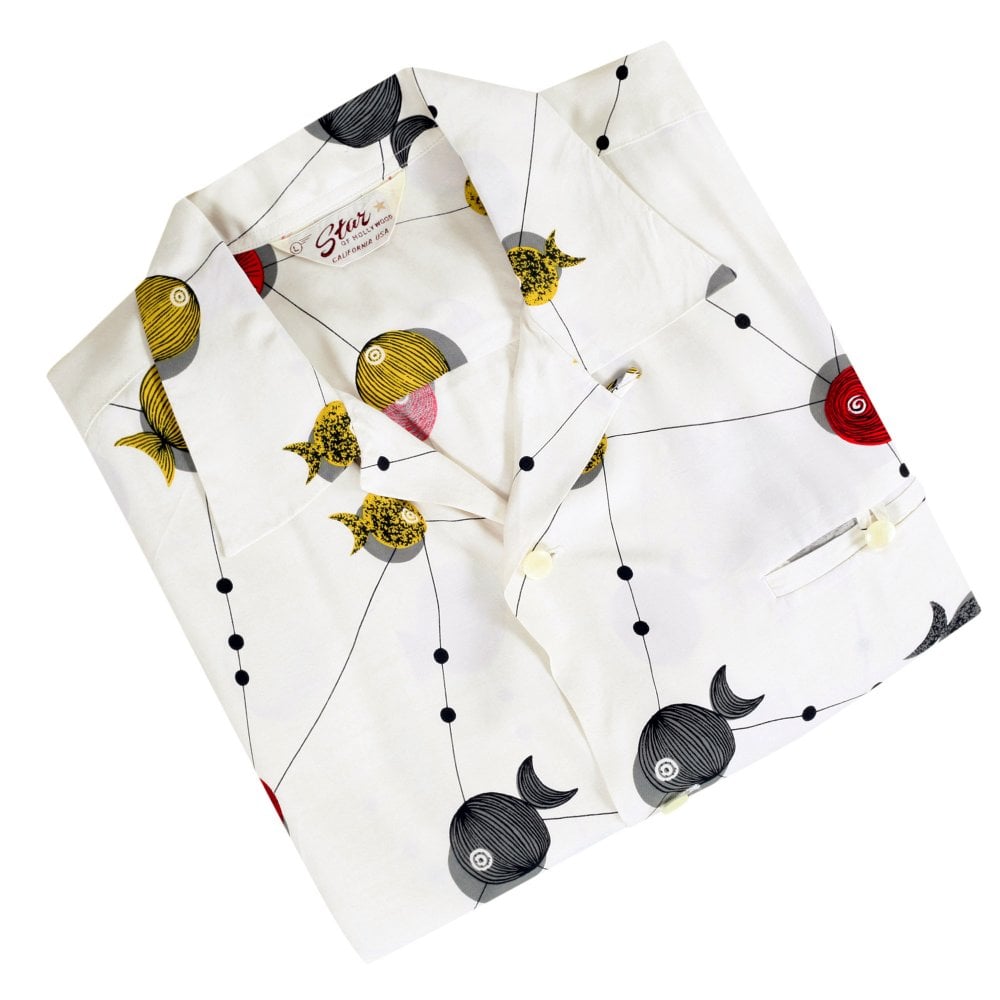 Off White Atomic Fish Star of Hollywood Hawaiian Shirt SoH10099