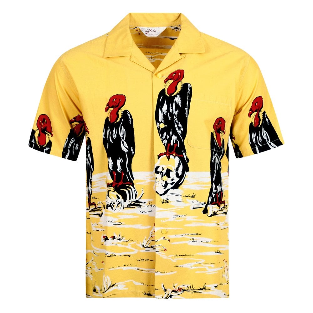 Mens Condor Star of Hollywood Yellow Hawaiian Shirt SoH10097