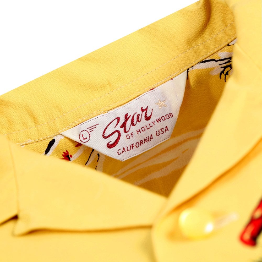 Mens Condor Star of Hollywood Yellow Hawaiian Shirt SoH10097