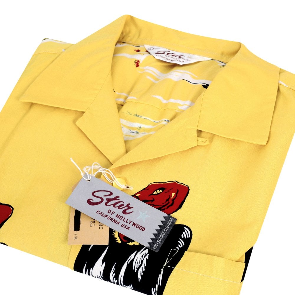 Mens Condor Star of Hollywood Yellow Hawaiian Shirt SoH10097