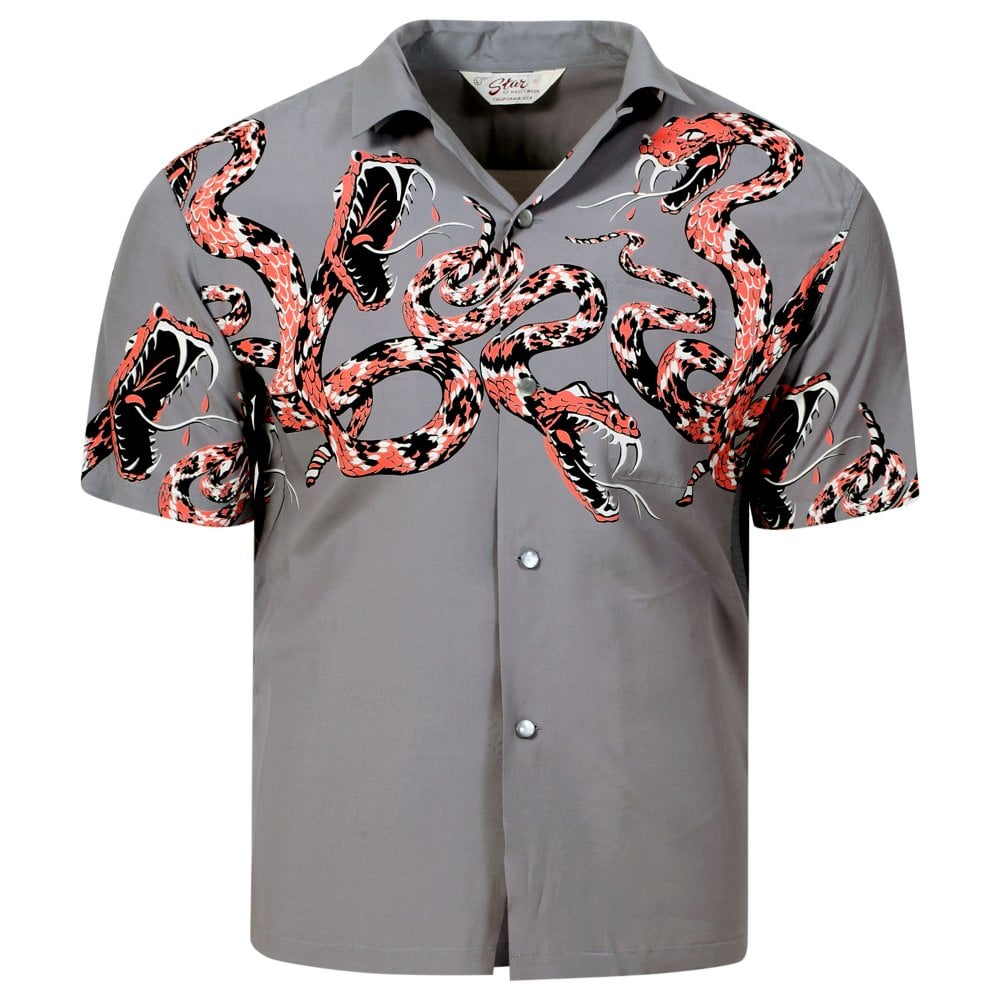 Star of Hollywood Rattle Snake Grey Hawaiian Shirt SoH11082