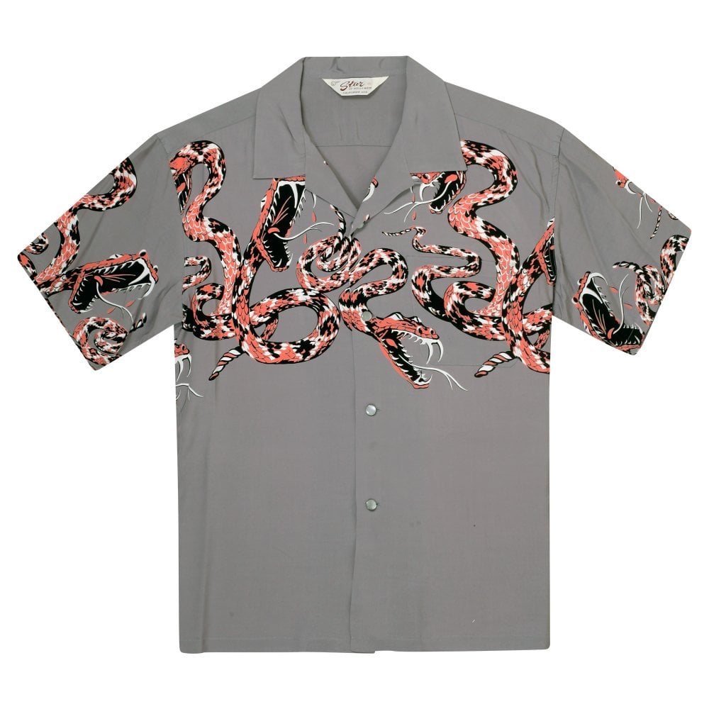 Star of Hollywood Rattle Snake Grey Hawaiian Shirt SoH11082