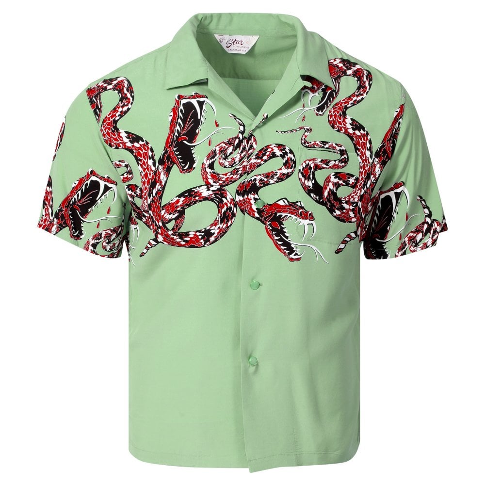 Star of Hollywood Rattle Snake Mint Green Hawaiian Shirt SoH11083