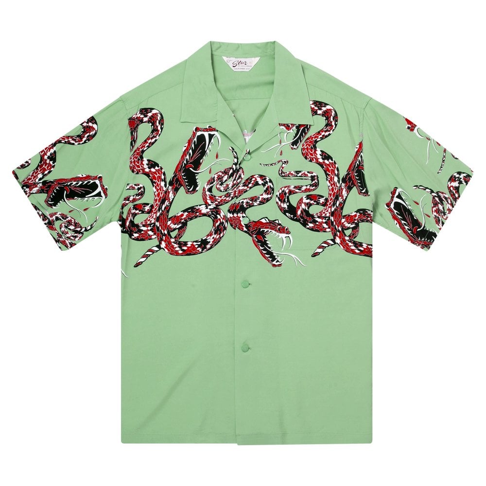 Star of Hollywood Rattle Snake Mint Green Hawaiian Shirt SoH11083