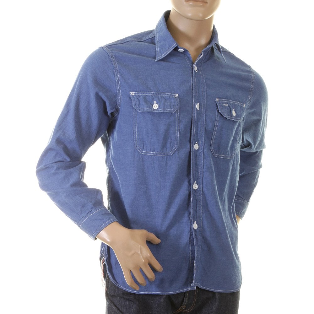 Sugar Cane SC25513 VAT DYE Blue Chambray Work Shirt CANE2017