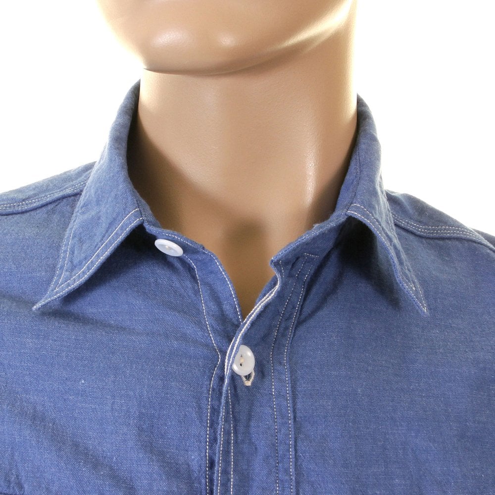 Sugar Cane SC25513 VAT DYE Blue Chambray Work Shirt CANE2017